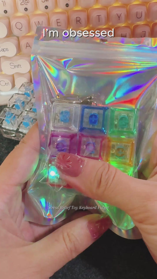 9-Key Keyboard Fidget Toy for Adults – LED Light Keychain Clicker, Sensory Fun Stress Relief Toy for Anxiety & Decompression